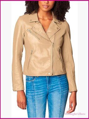 Semi Fitted Vegan Leather Moto Jacket - Size XS